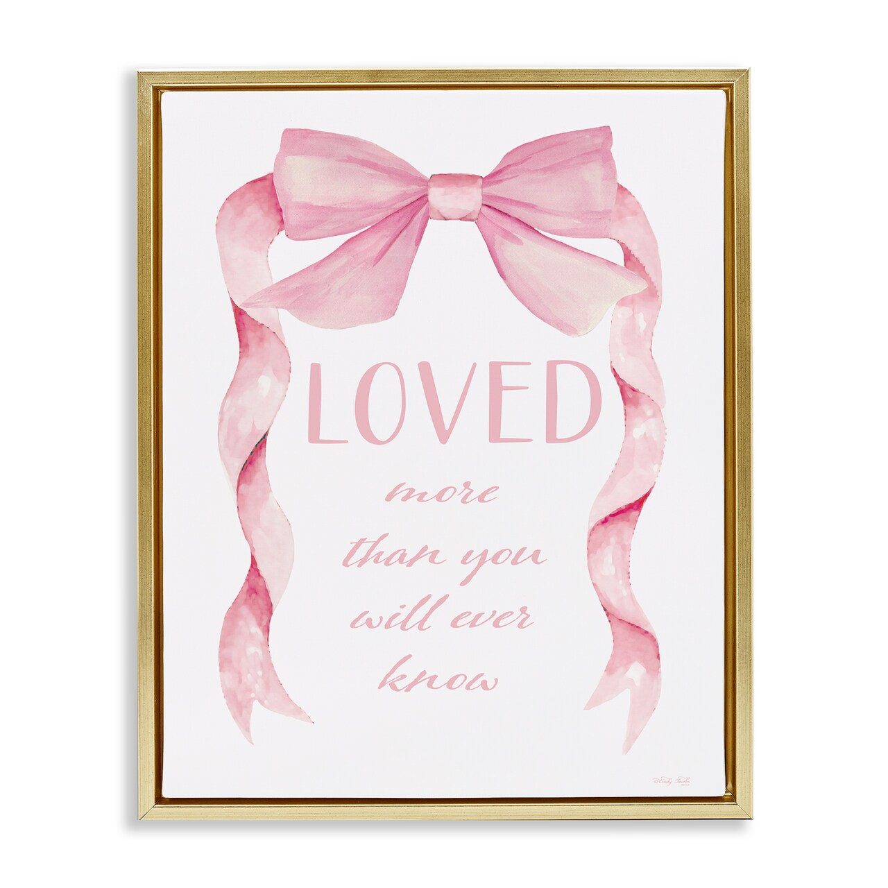 Stupell Industries Loved More Sentiment Pink Ribbon Floating Frame, design by Cindy Jacobs